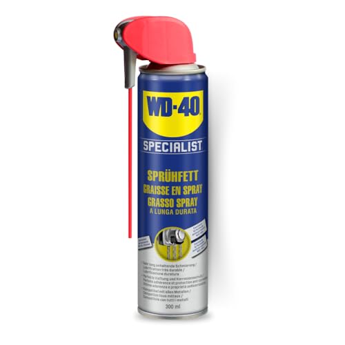 WD-40 Specialist Sprühfett Smart Straw 300ml – Hochviskoses Sprühfett für Zahnräder, Scharniere & Seilzüge, bildet eine widerstandsfähige Schutzschicht für dauerhafte Schmierung unter Belastung