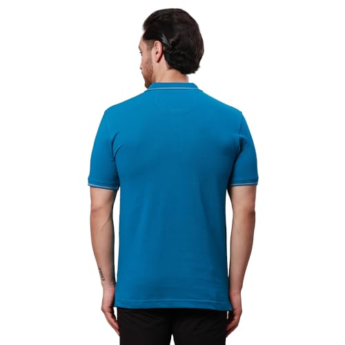 Image of Raymond Contemporary Fit Pure Cotton Solid Pattern Polo Neck Casual T-Shirt