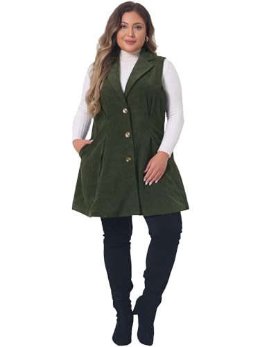 Agnes Orinda Plus Size Corduroy Vests for Women Lightweight Single Breasted Casual Sleeveless Vest Jacket3