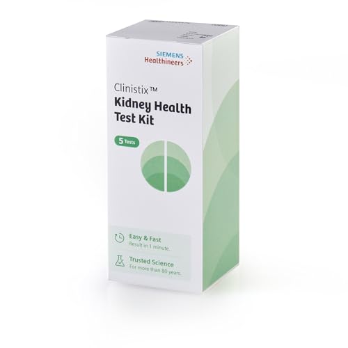 clinistix kidney health test kit urine test strips - easy-to-use at-home dipstick testing for albumin and creatinine fast 1-minute results 5 tests 3 count