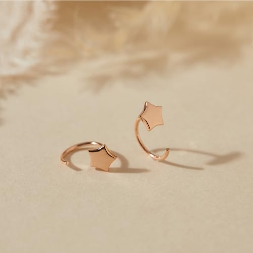 Image of CHIC & ARTSY 925 Sterling Silver Half Hoop Earrings for Women, Small Huggie Hoops Set with Ball Bar Star Moon Cross & Pearl, Lightweight Comfort Fit Everyday & Sleep Earrings