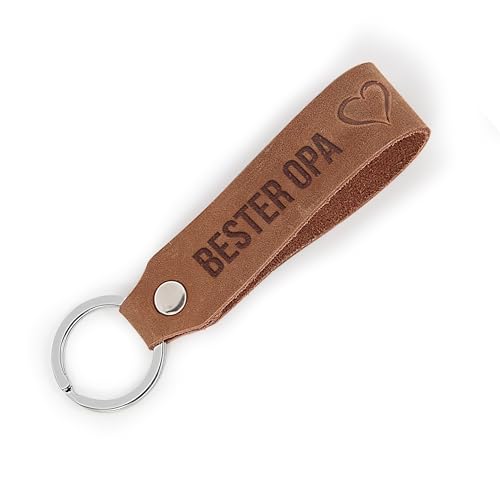 Legezon Leder-Schlüsselanhänger „Bester Opa“ – Edles Geschenk für Großvater, ideal zu Weihnachten, Geburtstag oder als liebevolles Dankeschön