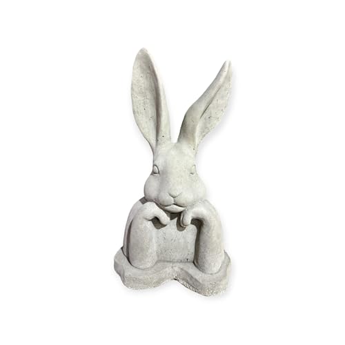 Moderner aufgestützter Hase - Steinfigur mit stehenden Ohren (H/B/T:...