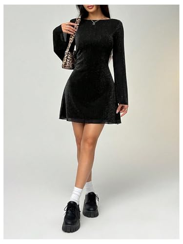 Image of MakeMeChic Women's Cheetah Print Mini Dress Y2k Bell Sleeve Leopard Print Dress Going Out Outfits