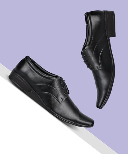 Image of Men's Synthetic Leather Black Formal Stylish Shoes