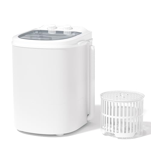 INTERGREAT Portable Washing Machine, 5.5 Lbs Mini Washer Machine Compact, 110V Single Tub Portable Laundry Washer Machine for Apartments, Dorms, Traveling, RV, Grey