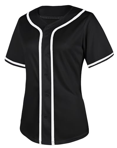 Camisa feminina de beisebol com botões em branco softball, manga curta, hip hop, hipster, ativa, 0,