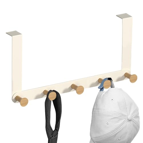 Sobre el colgador de puerta – Perchero estable con 5 ganchos tri – No requiere montaje, toallero robusto sobre la puerta, perchero para colgar ropa, toallas, sombreros, abrigos y
