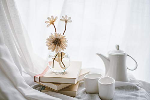 ALLJOY Home Privacy Drape for Living Room Curtains for Bathroom, 2 Panels Grommet Window Sheer Curtains for Bedroom, Linen Textured Semi Voile Drapes for Windows Room Treatments, White, W52 x L72 Inch