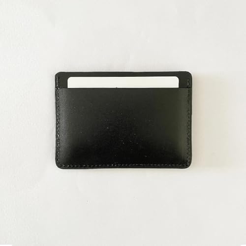 Image of Atoll Leather Slim Card Holder Wallet for Men, Minimalist Credit Card Holder, Genuine Leather Stylish Card Wallet for Men, 3 Card Slot and Large Cash Compartment (Black)