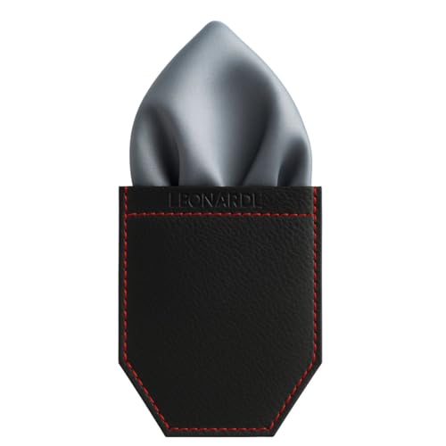 Image of LEONARDI Men's Solid Pocket Square & Pocket Square Holder For Men's Combo | Microfiber | 30cm x 30cm | Pack of 2