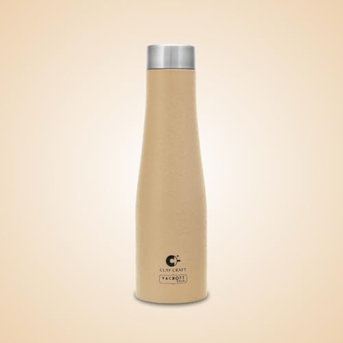 Image of Clay Craft Vacbott Petra Single Walled Non Insulated Water Bottle, 1000 ml - 1 Piece (Beige) Steel Water Bottles for School, Office, Home, Gym, Water Bottle for Men Leakproof, Rust Free Steel Bottle