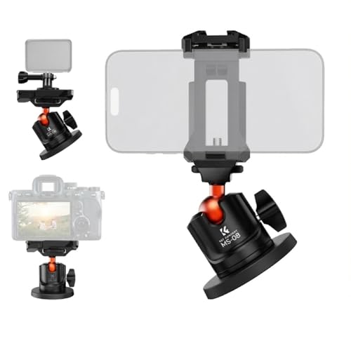 Image of K&F Concept Magnetic Camera Mount for GoPro Hero 13 /12 /11 /10 /9 Black, DJI Osmo Action 5 Pro /4 /3 /2 /6, Insta360 X5 /X4, 360 Ball Head Mount for Car, Steel, Magnetic Surface Attaching