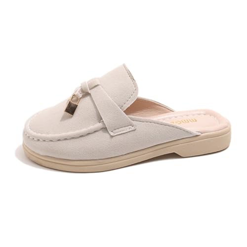 XinYiQu Girls Slip On Mules Clogs Outdoor Indoor Sandals Buckle Backless Slide Shoes 2 Little Kid,Beige