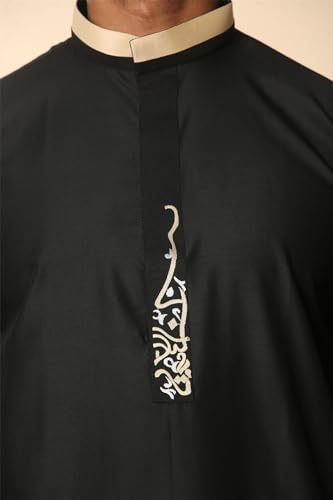 Thobe túnica islámica de hombre con cuello redondo estilo saudí 4