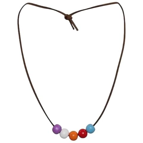 PRINCESS CUTENESS STORE Percy Jackson Annabeth Chase Brown Faux Leather Colorful Demigod Olympian Wooden Bead Necklace Cover
