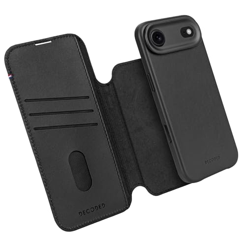 DECODED Coque pour iPhone 17 Air, 2-en-1, Détachable, Cuir ECCO Premium, Compatible avec MagSafe, Magnétique, Protection Caméra, Bouton Camera Control, Anti-Rayures, Noir