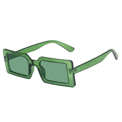 Lunettes de soleil rectangulaires vertes rétro olive UV400 pour un style vintage quotidien
