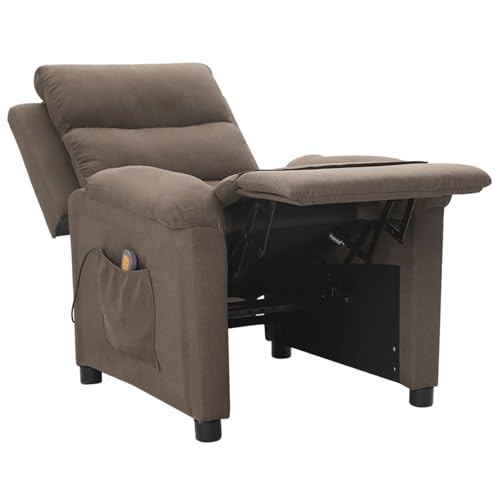 Gecheer Massagesessel Taupe Stoff, Sessel Wohnzimmer Fernsehsessel Liegesessel für Entspannung Homeoffice Leseecke342359 – Bild 7