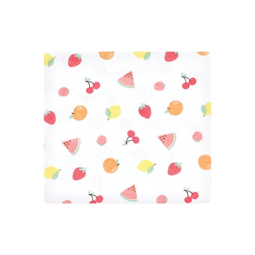 Image of Little Treasure Hudson Baby Cotton Poly Flannel Receiving Blankets Multipack, Pink Fruit Salad, 30x30 inches