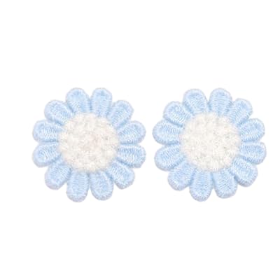 Naszywka haftowana 30 SZTUK 3 CM Małe Kwiaty Stokrotki Ręcznie Robione Szydełkowe Aplikacje Kwiatowe Naszywki Haftowane Do Prasowania Na Ubrania(17# Light Blue 12 Petal)