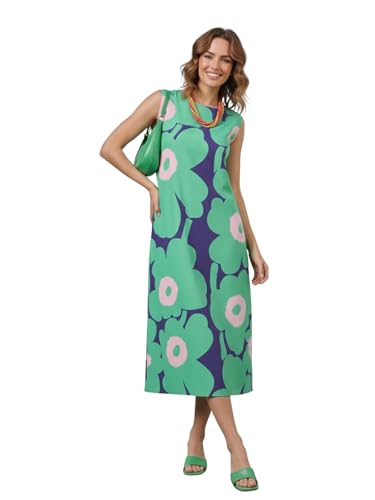 Image of GRECIILOOKS Women Dress for Women | Sleeveless Western One Piece Dress for Women Long | Casual Printed Summer Dresses for Beach & Stylish Party Outifits