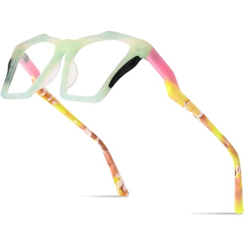 Image of HEPIDEM Gradient Multicolor Acetate Glasses Frame Women Big Oversize Eyeglasses 2023 New Spectacles Eyewear