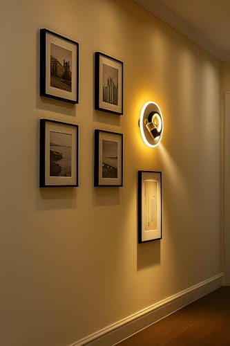 Image of blissbells Designer LED Wall Light with Spotlight | Modern Round Decorative Wall Sconce with Warm White Halo Light | Luxury Wall Lamp for Living Room, Bedroom, Hallway & Home Decor
