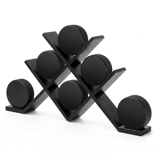 CroBlissful Wooden Hockey Puck Display Case Holder Desktop Hockey Puck Holder for 6 Collectibles Display Stand for Desk Shelf Sports Players Team Gifts Room Decoration
