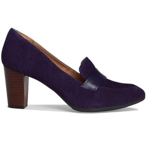 Image of SHODENSE Women Chunky Kitten Heel Pumps Shoes Round Closed Toe Slip On Suede Penny Loafers Matte Block Mid Heels Dress Loafer Almond Toe Comfort Oxford Shoes Office Work Classic Elegant 4-11 M US