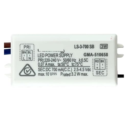 Driver LED 3W 700mA anti-scintillement transformateur ballast haute efficacité