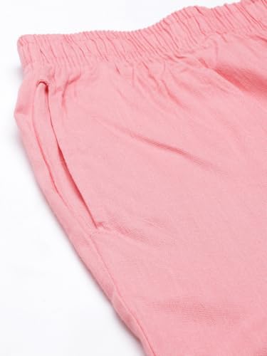 Image of MINELLI Women Solid Cigar Pants, Cotton Lycra Slub Fabric, Elasticated Waistband, Pull On Style, Regular Fit Bottom Wear for Western and Ethnic Wear