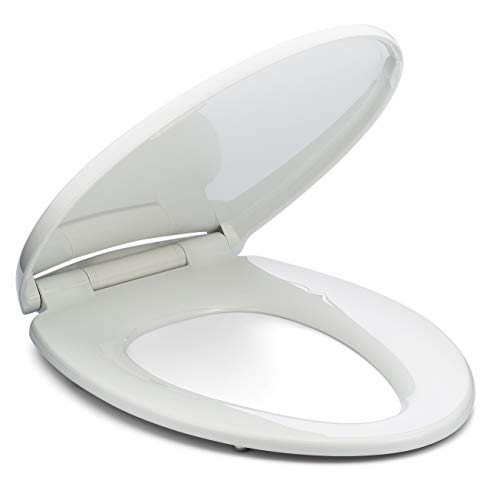 BATH ROYALE BR644-00 White Superior Elongated Toilet Seat, Soft Close, Replacement Toilet Seat Fits All ELONGATED Toilets Including Kohler, Toto and American Standard