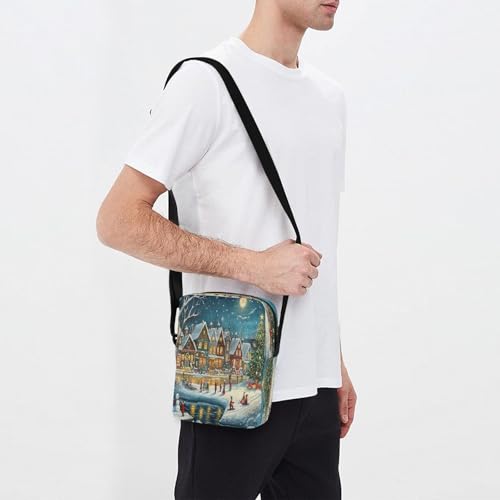 MCHIVER Small Messenger Bag Christmas Town Crossbody Bag for Men Women Fanny Packs Purse for Cycling Hiking Running3