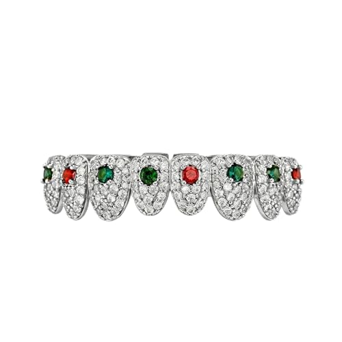 Grillz con circonitas color microincrustadas de oro de 18k para hombre y mujer hip-hop