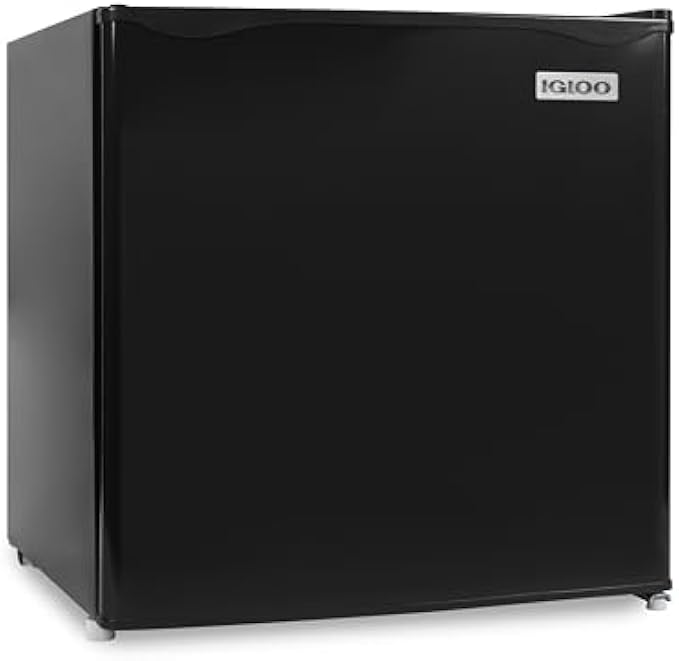 Igloo 1.6 Cu.Ft. Compact Refrigerator, Adjustable Thermostat, Glass Shelves, Includes Scraper, Ice Cube Freezer Drip Tray, Platinum