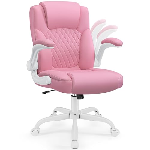 Image of Leather Office Chair, PU Home Computer Desk Chairs with Ergonomic Back Support, 360Swivel Free,Small Gaming Chair with Wheels and Adjustable Armrests, for Short People Use