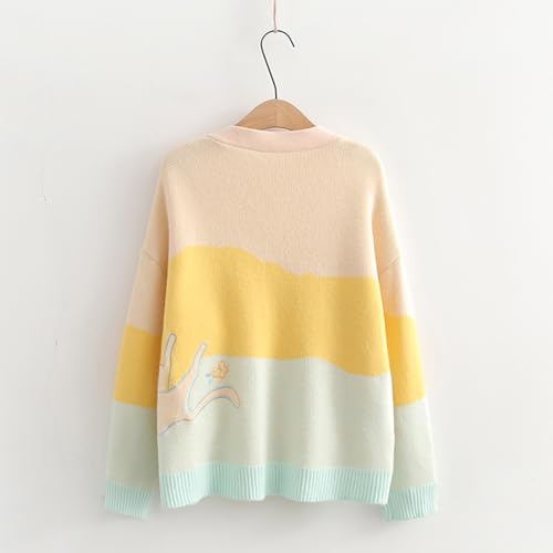 CORIRESHA Women's Cute Cat Cardigan Sweater Button Down V Neck Preppy Loose Knit Floral Coat3