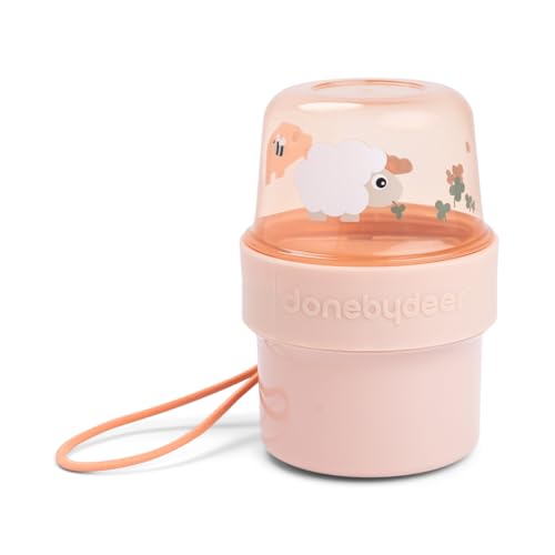 Done by Deer To go - Contenitore per snack a 2 vie, S Tiny Farm Powder, 2 pezzi, diametro 8 x altezza 11,5 cm, 100% PP, anello di tenuta: 100% silicone, entrambi in qualità alimentare