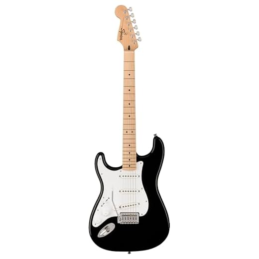 Squier by Fender Sonic Stratocaster Guitarra Eléctrica para Zurdos, Diapasón de Arce, Golpeador Blanco, Negro