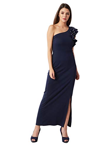 Image of Miss Chase Women's Comfortable Round Neck Sleeveless Striped Midi Bodycon Dress with Zipper
