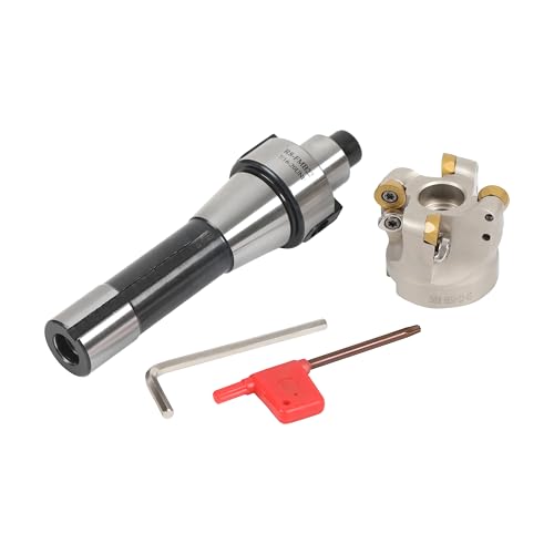HFS (R) Suporte para fresa facial 50 mm R8-FMB22-7/16 haste com inserções de cortador e chaves ingle