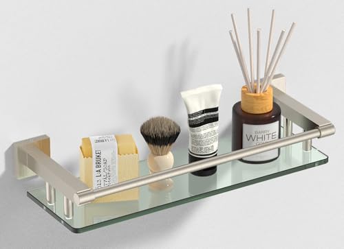 Glass Shelf/Shelves 16IN for Bathroom Nickel Rectangular Stainles...