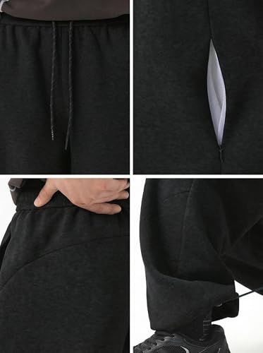 Image of Mens Baggy Sweatpants Wide Leg Casual Elastic Waist Drawstring Athletic Loose Jogger Fall Sweat Pants with Pockets