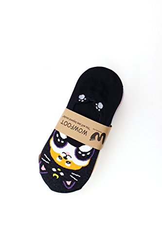 WOWFOOT Women Animal Design No-Show Casual Liner Socks Character Print Non Slip Flat Boat Line 4 Pair (6pair-shib) - Thumbnail 4
