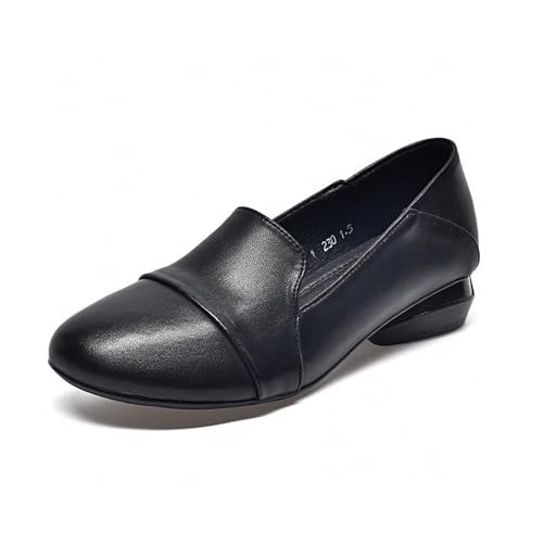 Solid Mary Jane Flats for Women's Round Toe Slip On Soft PU Leather Shoes Low Wedge Heel Shallow Mouth Ballet Flats