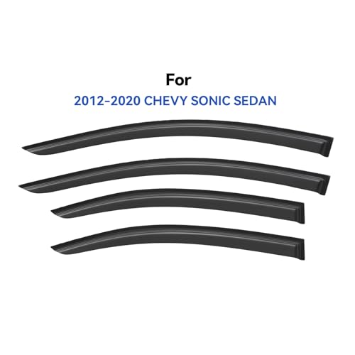 Image of Window Visors Rain Guards for 2012-2020 Chevy Sonic Sedan, Out-Channel Window Vent Wind Deflectors Visors Shades for 12-20 Chevy Sonic (Not for Hatchback)