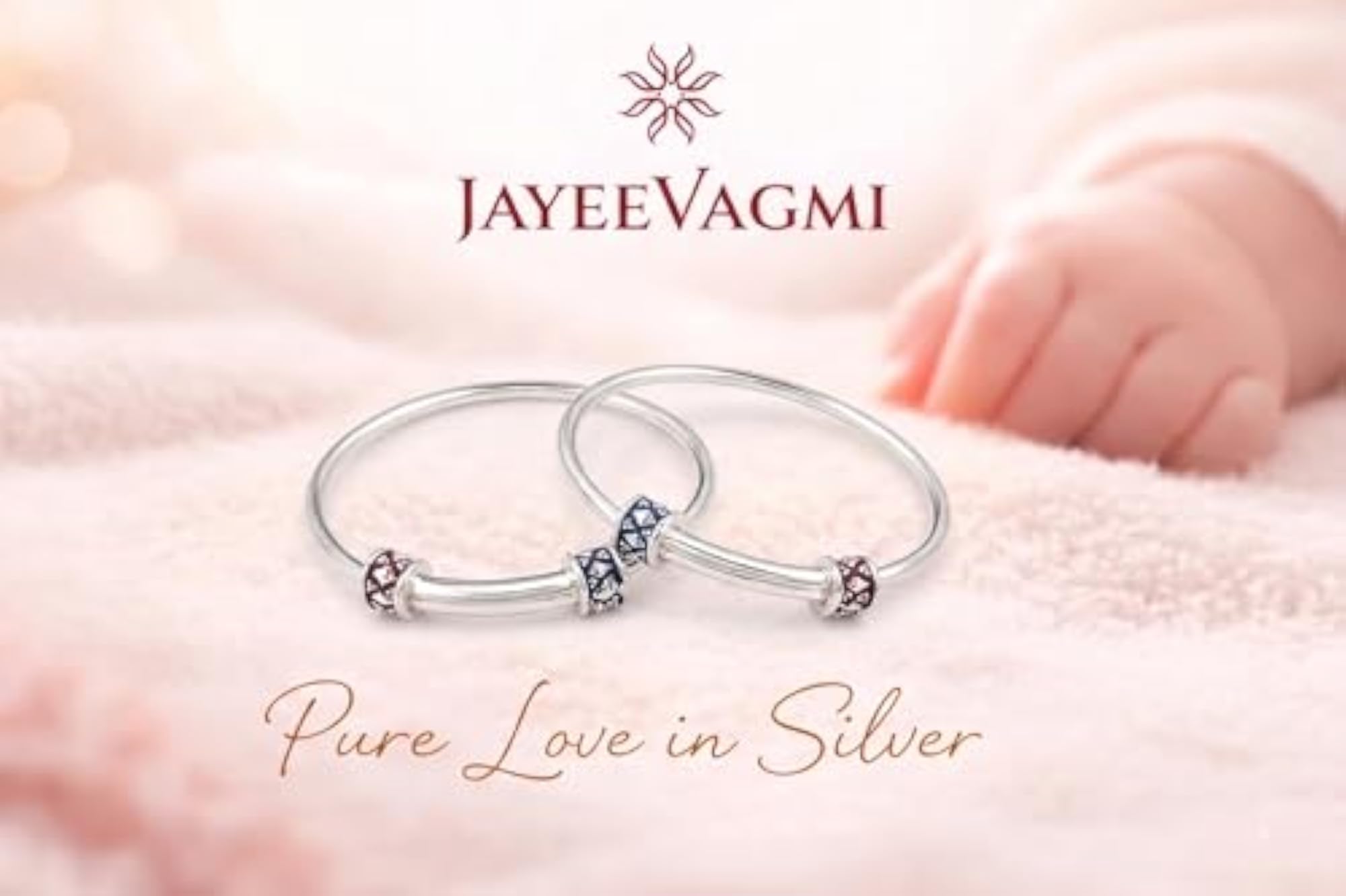 Pure Silver Adjustable Baby Bangles (Kadli) for Newborns, One Pair