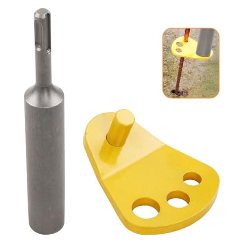 SDS Plus Ground Rod Driver with Adapter Bits Fits 5/8, 1/2, and 3/4 Inch Ground Rods, One-Piece T...