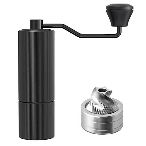 TOCHANGE Manual Coffee Grinder, Hand Crank Coffee Grinder with CNC Stainless Steel Conical Burr, Internal Adjustable Setting, Portable Mill Faster Grinding Efficiency Espresso to Coarse for Italian Coffee, French Press - Black